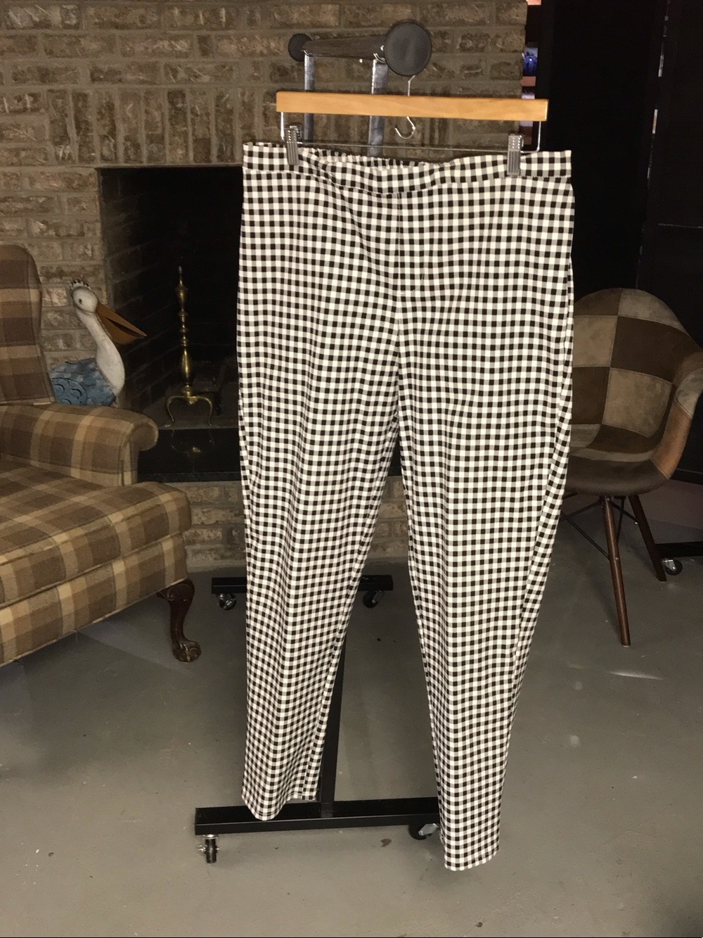 Isaac Mizrahi Black and White Gingham Chinos